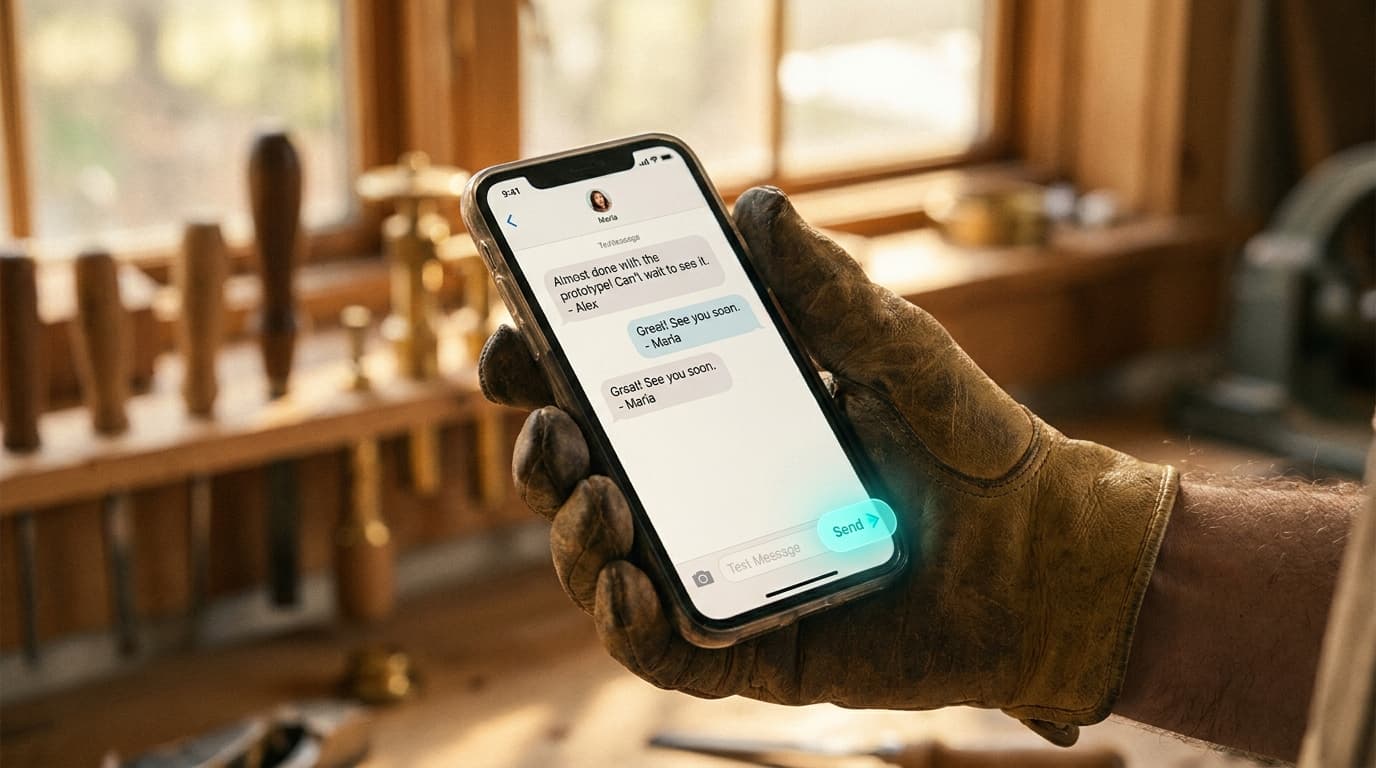 A roofing lead's text conversation being worked the moment it lands