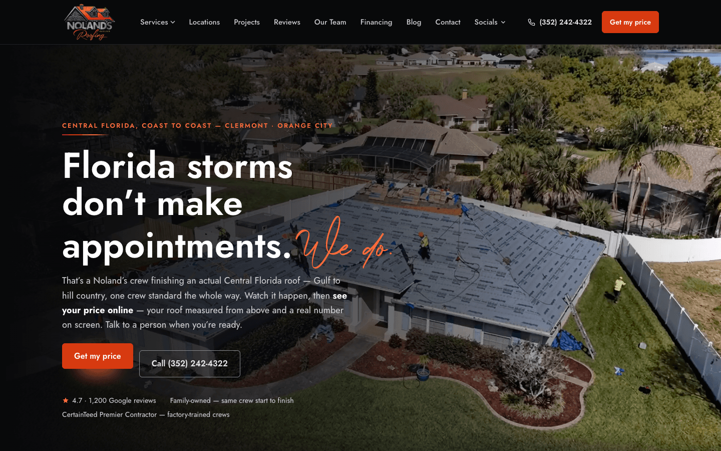 Noland's Roofing Group website homepage, captured October 2, 2026